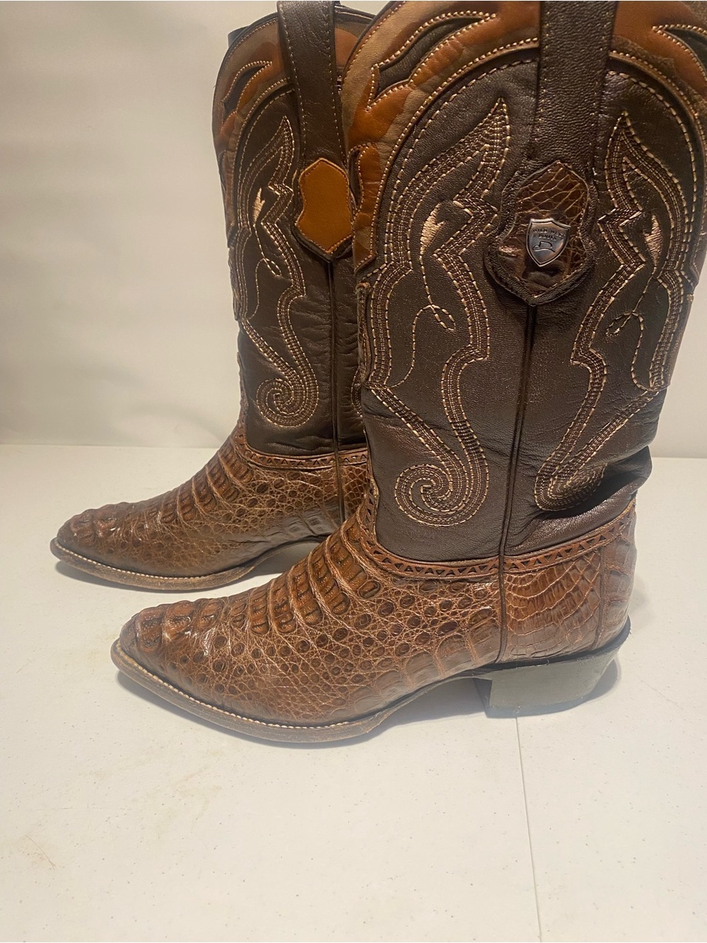 Brown Crocodile Leather Cowboy Boots
